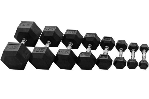 Sada jednoručních činek HEXA 2,5-40 kg - 16 párů, stoupání po 2,5 kg