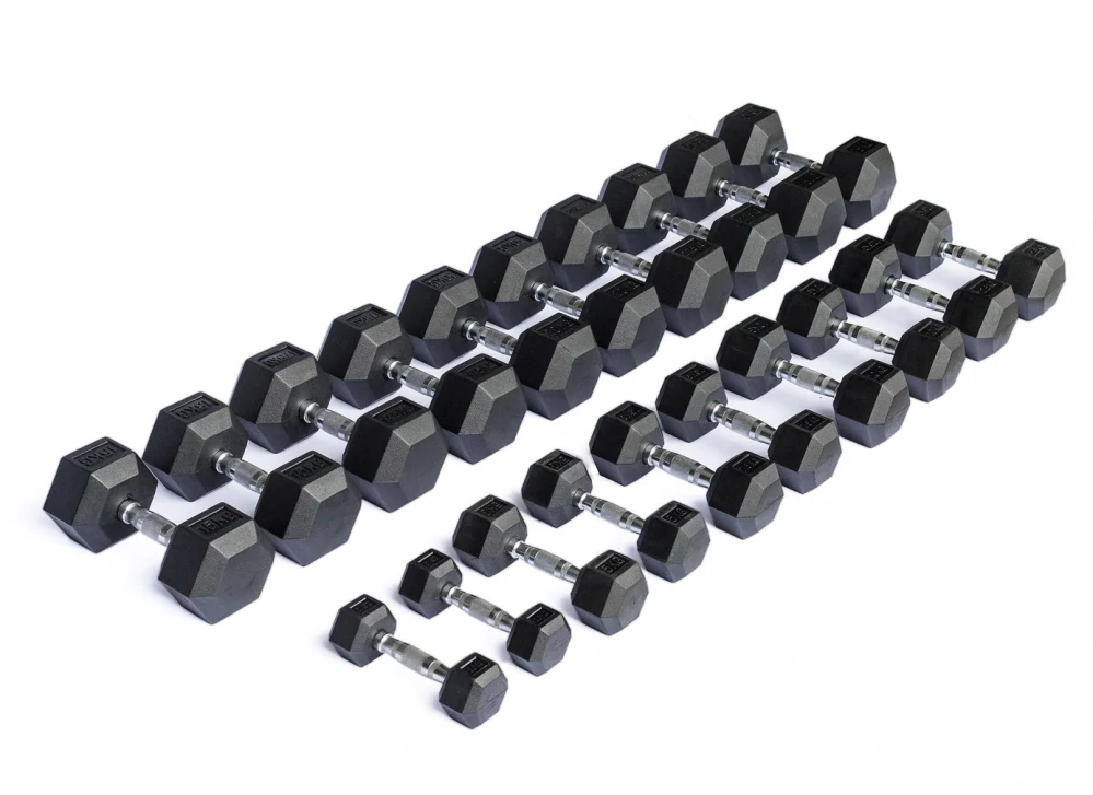 Sada jednoručních činek HEXA 5-20 kg, stoupání po 2,5 kg + 25 kg a 30 kg (9 párů)