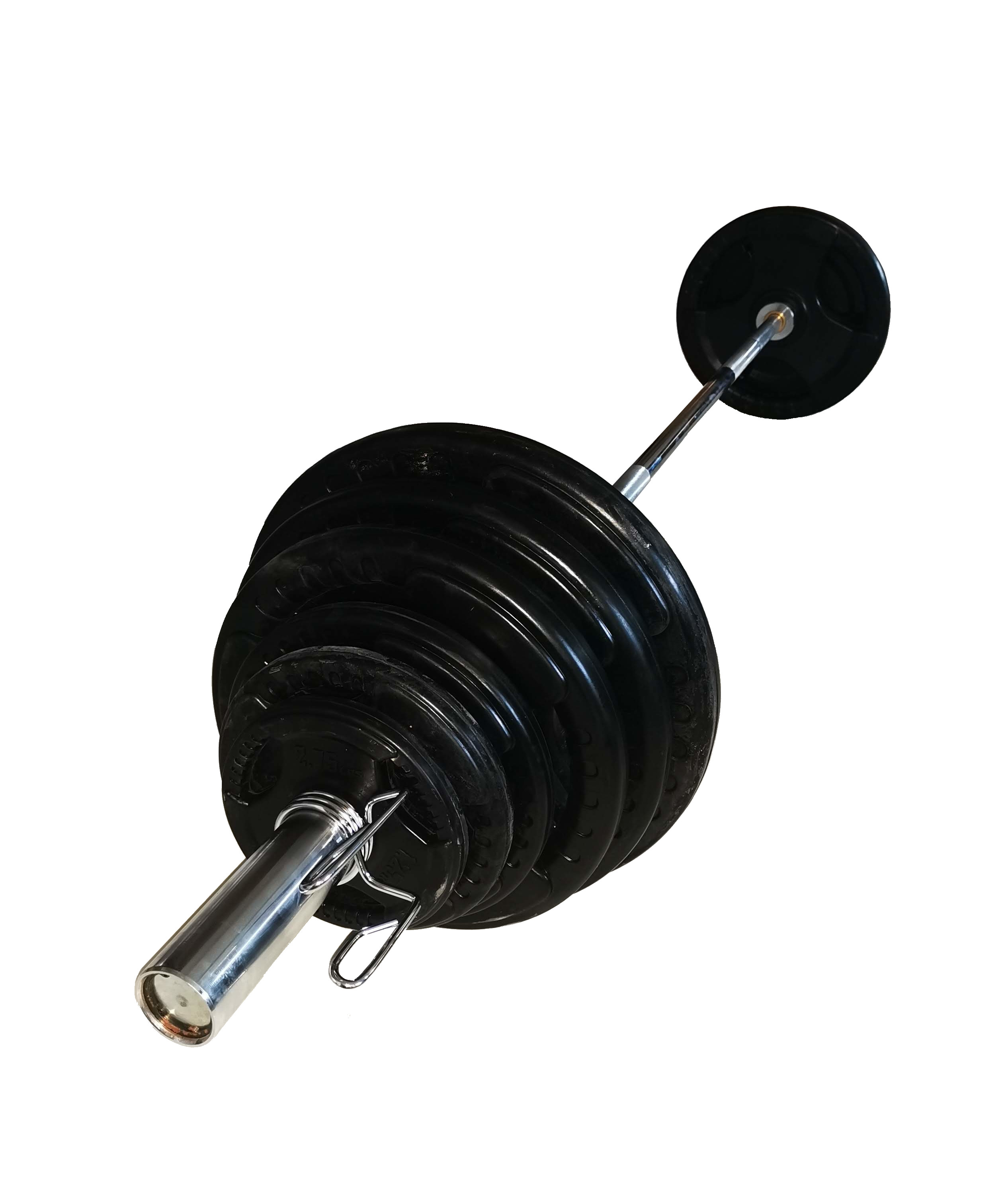 Olympijská činka s pogumovanými kotouči - 90 kg