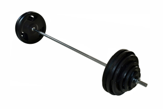 Nakládací činka s pogumovanými kotouči - 107 kg