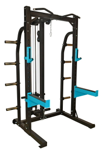 Posilovací stojan na činky se zádovou kladkou  